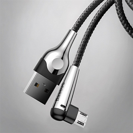 Кабель USB - MicroUSB для зарядки 2 м 1.5А плетеный с угловым штекером Baseus Sharp-bird черный