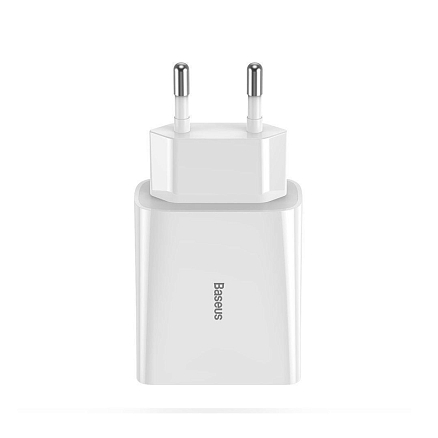 Зарядное устройство сетевое с Type-C входом 3А 20W Baseus Speed Mini (быстрая зарядка PD) белое