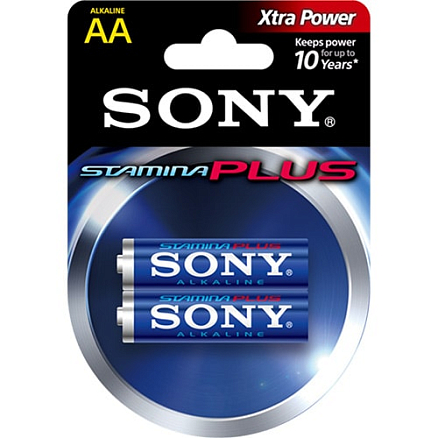 Батарейка LR6 Alkaline (пальчиковая большая AA) Sony Stamina Plus упаковка 2шт.