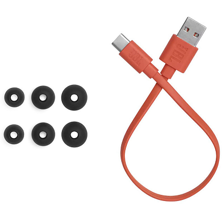 Наушники беспроводные Bluetooth JBL Tune 115 TWS вакуумные с микрофоном черно-красные