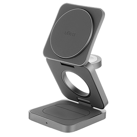 Беспроводная зарядка 3-в-1 MagSafe для iPhone, AppleWatch и AirPods 25W uBear Balance серая
