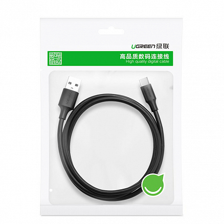 Кабель Type-C - USB длина 1,5 м 3A Ugreen US287 (быстрая зарядка QC 3.0) черный