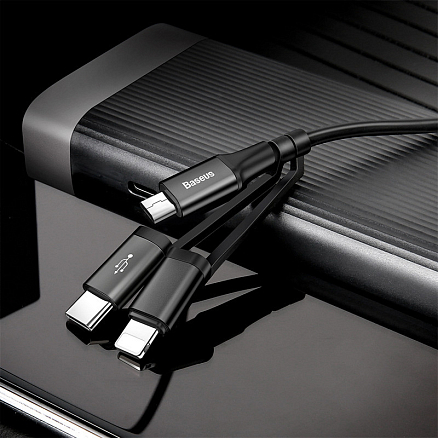 Кабель USB - MicroUSB, Lightning, Type-C 1,2 м 2A Baseus Excellent черный