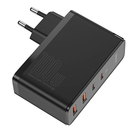 Зарядное устройство сетевое с USB и двумя Type-C входами 3А 100W и Type-C кабелем Baseus GaN2 Pro (быстрая зарядка QC, PD) черное 