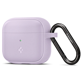 Чехол для наушников AirPods 3 силиконовый с карабином Spigen Silicone Fit фиолетовый