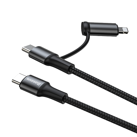 Кабель Type-C - Type-C, Lightning 1 м 3A 20V 60W Baseus Twins (быстрая зарядка PD) черный 