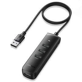 USB 3.0 HUB (разветвитель) на 4 порта Ugreen CM416 с питанием Type-C черный