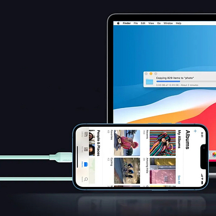 Кабель Type-C - Lightning для зарядки 1 м 3А MFi Ugreen US387 (быстрая зарядка PD) зеленый