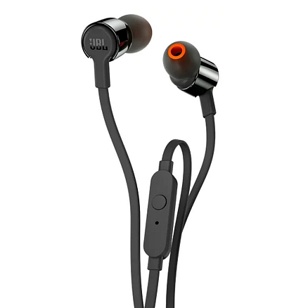 Наушники JBL Tune 210 вакуумные с микрофоном и плоским проводом черные