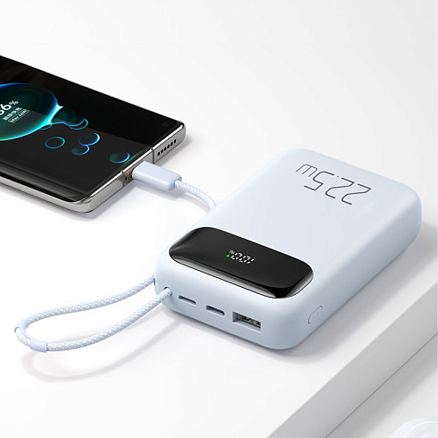 Внешний аккумулятор McDodo MC-3244 с встроенным кабелем Type-C 10000мАч (USB, Type-C, Lightning, 22.5 Вт) голубой