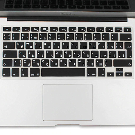 Накладка на клавиатуру защитная для Apple MacBook Air 13 A1466, A1369, Pro 13 A1278, Pro 15 A1260, A1226, A1211 EU (русские буквы) черная