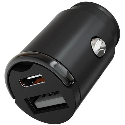 Зарядное устройство автомобильное с USB и Type-C 45W VLP C-Power (быстрая зарядка QC 3.0, PD 3.0) черное