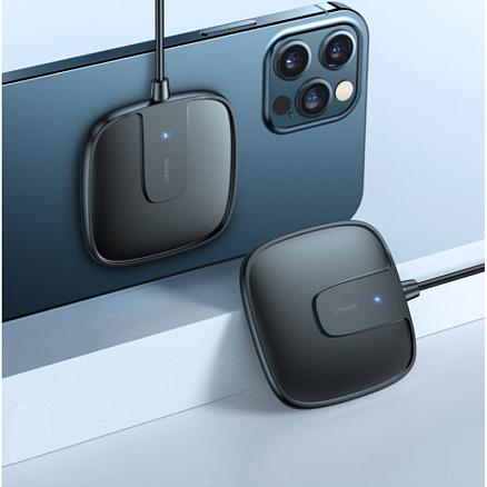 Беспроводная магнитная зарядка MagSafe для iPhone 15W Usams US-CD159 W1 черная
