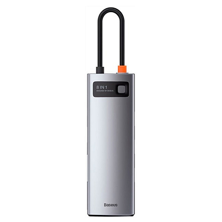 Хаб (разветвитель) Type-C - 3 х USB 3.0, HDMI 4K, RJ45, SD, microSD Baseus Metal Gleam серый