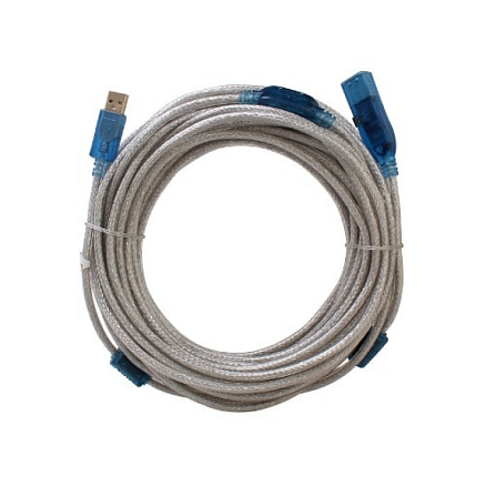 Кабель-удлинитель USB 2.0 (папа - мама) длина 15 м Dtech DT-5027 с питанием и ферритами