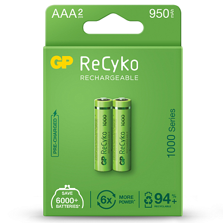 Аккумуляторы AAA (пальчиковые маленькие) Ni-Mh 950мАч GP Gift box комплект 2 шт.