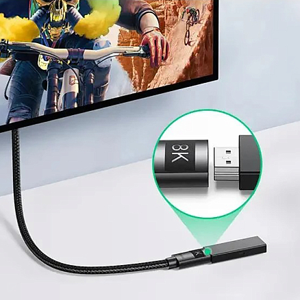 Кабель-удлинитель HDMI - HDMI (папа - мама) длина 1 м версия 2.1 8K 60Hz плетеный Ugreen HD151 черный