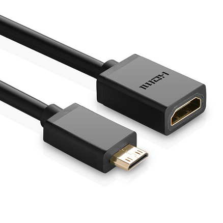 Кабель MiniHDMI - HDMI (папа - мама) длина 22 см версия 2.0 Ugreen 20137 черный