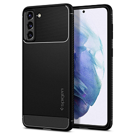 Чехол для Samsung Galaxy S21+ гелевый Spigen Rugged Armor черный