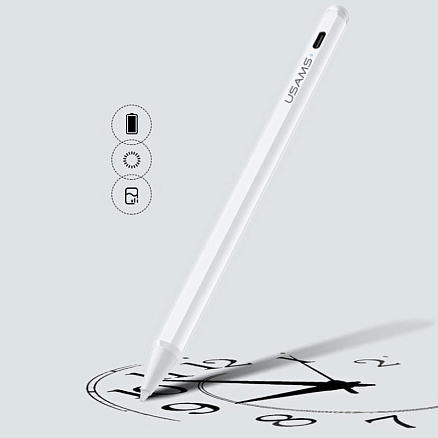 Стилус активный для Apple iPad тонкий 1,2 мм Usams ZB135 белый