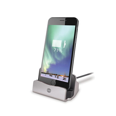 Док-станция с Lightning разъемом для iPhone или iPad 2A Forever DS-01 серебристая