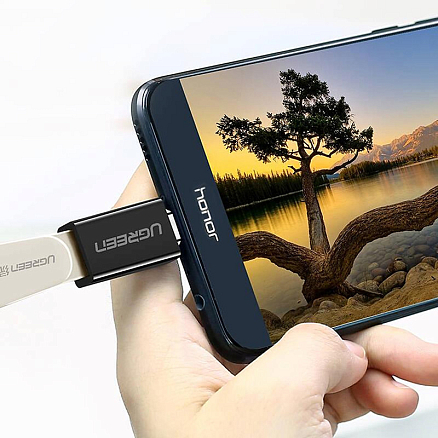 Переходник Type-C - USB 3.0 (папа - мама) Ugreen US173 черный