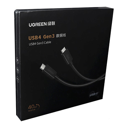 Кабель Type-C - Type-C длина 0.8 м USB4 Gen3 40Gbps 8K 60Hz 5А 100W Ugreen US507 (быстрая зарядка PD) черный