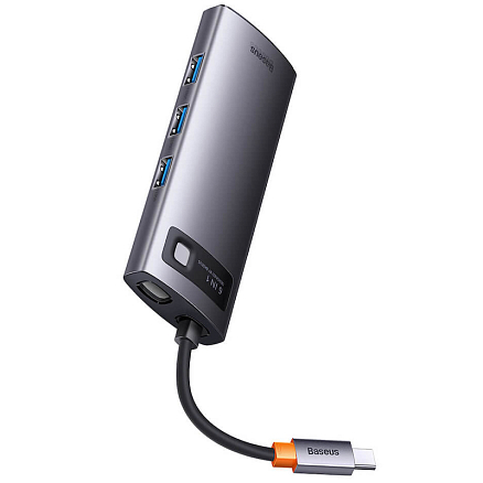 Хаб (разветвитель) Type-C - HDMI, 3 х USB 3.0, Type-C PD, VGA Baseus Gleam Series серый
