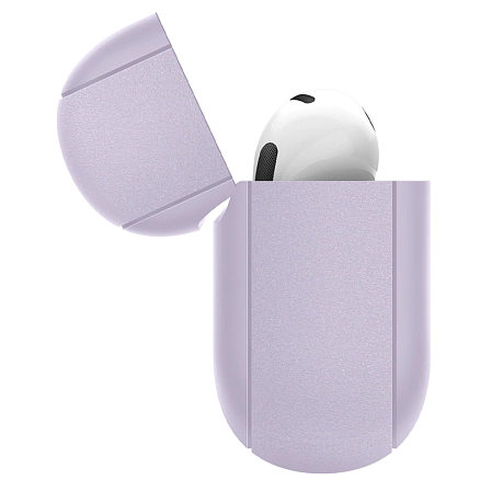Чехол для наушников AirPods 3 силиконовый с карабином Spigen Silicone Fit фиолетовый