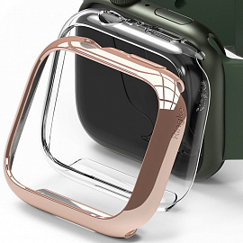 Чехол для Apple Watch 7 45 мм ультратонкий пластиковый Ringke Slim 2 шт. розовое золото + прозрачный