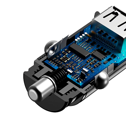 Зарядное устройство автомобильное с USB и Type-C входами 5А 30W Baseus Circular PPS (быстрая зарядка PD 3.0, QC 4.0) черное