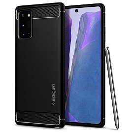 Чехол для Samsung Galaxy Note 20 гелевый Spigen SGP Rugged Armor черный