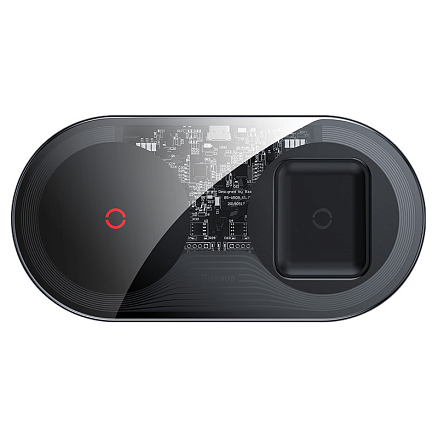 Беспроводная зарядка 2-в-1 для телефона и AirPods Baseus Simple Turbo (быстрая зарядка) черная