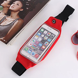 Сумка на пояс спортивная для телефона до 6.2 дюйма с окошком GreenGo Rio красная
