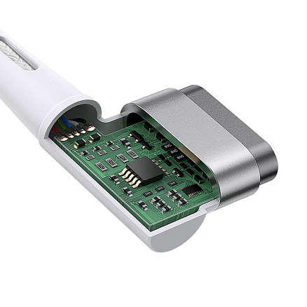 Кабель Type-C - MagSafe для зарядки Macbook длина 2 м 60W магнитный плетеный с L-образным штекером Baseus Zinc белый