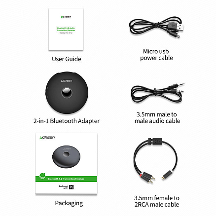 Bluetooth аудио адаптер (ресивер + трансмиттер) 3,5 мм Ugreen CM108