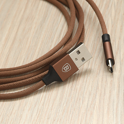 Кабель USB - MicroUSB для зарядки 1,5 м 2A плетеный Baseus Yiven коричневый