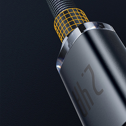 Кабель USB - Lightning для зарядки iPhone 2 м 2.4А плетеный Baseus Crystal Shine черный