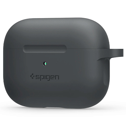 Чехол для наушников AirPods Pro силиконовый с карабином Spigen Silicone Fit темно-серый