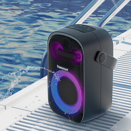 Портативная колонка Tronsmart Halo 100 для вечеринок с защитой от воды, подсветкой, USB, поддержкой MicroSD карт черная