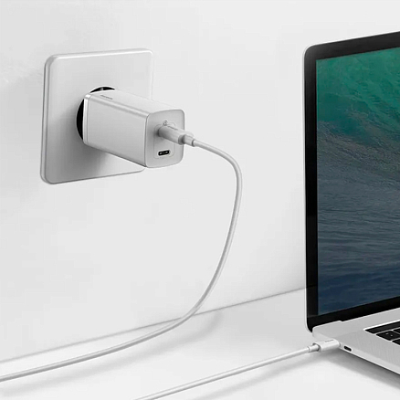 Зарядное устройство сетевое с двумя Type-C входами 3А 65W Baseus GaN2 Lite (быстрая зарядка QC, PD) белое