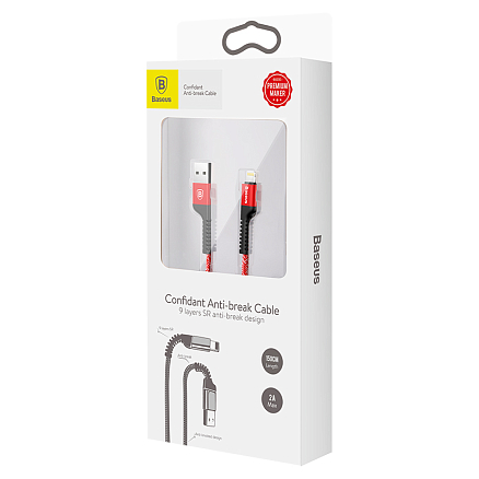 Кабель USB - Lightning для зарядки iPhone 1,5 м 2А плетеный Baseus Confidant красный