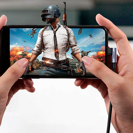 Кабель USB - Lightning для зарядки iPhone 1,5 м 2.4А MFi с угловым Lightning плетеный Ugreen US299 черный