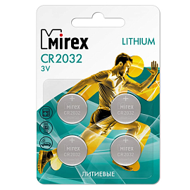 Батарейка CR2032 литиевая Mirex упаковка 4 шт.