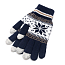 Перчатки трикотажные для емкостных дисплеев Greengo (Польша) N-05 узор снежинки темно-синие