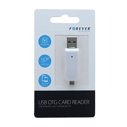Переходник MicroUSB - USB хост OTG с SD, MicroSD картридером Forever без провода