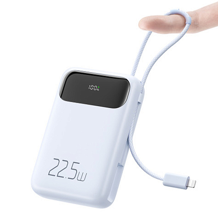 Внешний аккумулятор McDodo MC-3254 с встроенным кабелем Lightning 10000мАч (USB, Type-C, Lightning, 22.5 Вт) голубой