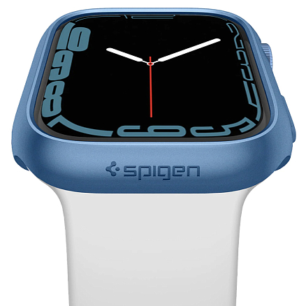 Чехол для Apple Watch 41 мм пластиковый тонкий Spigen Thin Fit синий