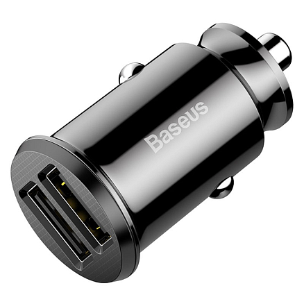 Зарядное устройство автомобильное с двумя USB входами 3.1А Baseus Grain черное