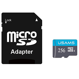 Карта памяти Usams US-ZB270 MicroSDXC 256Gb Class 10 UHS-I с адаптером SD